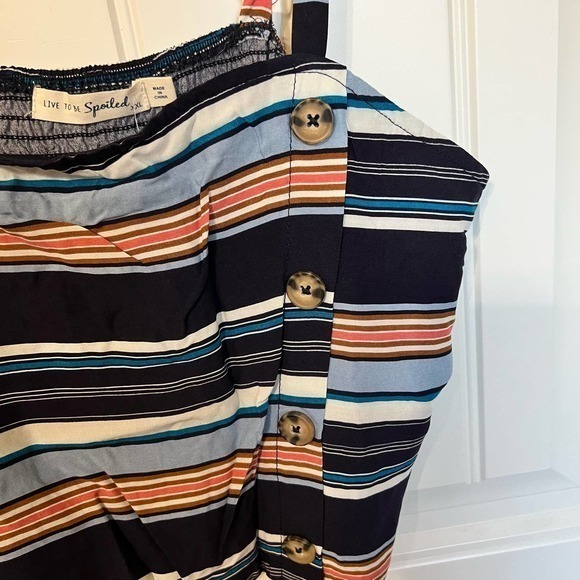 Live to be Spoiled Striped Sleeveless Button Front Crop Top XXL - Picture 4 of 10